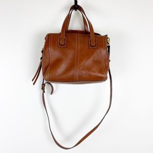 Fossil Brown Leather Satchel Crossbody Bag